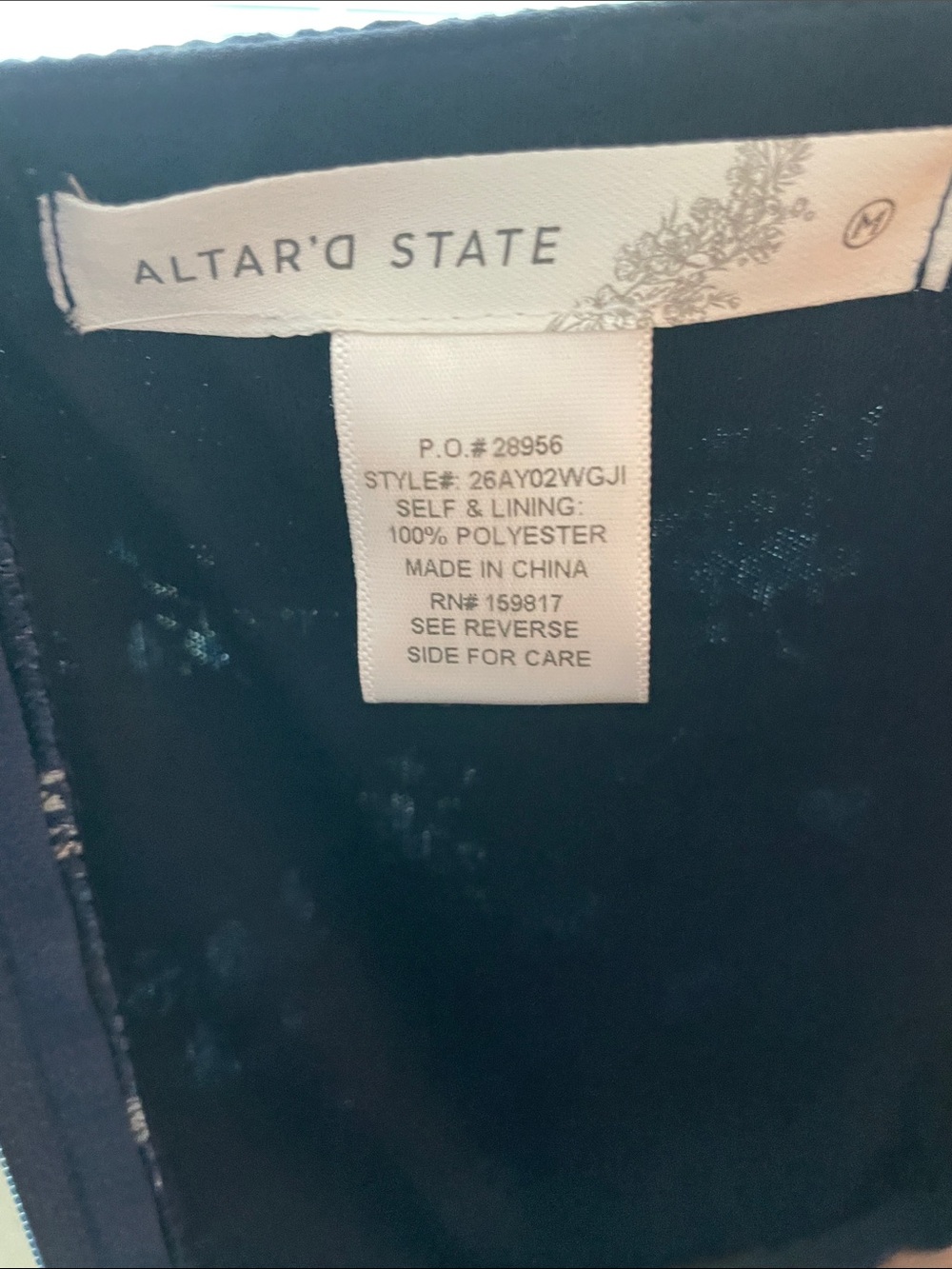 Altar'd State Navy Floral Tiered Maxi Dress with Tie Straps - Picture 3 of 8